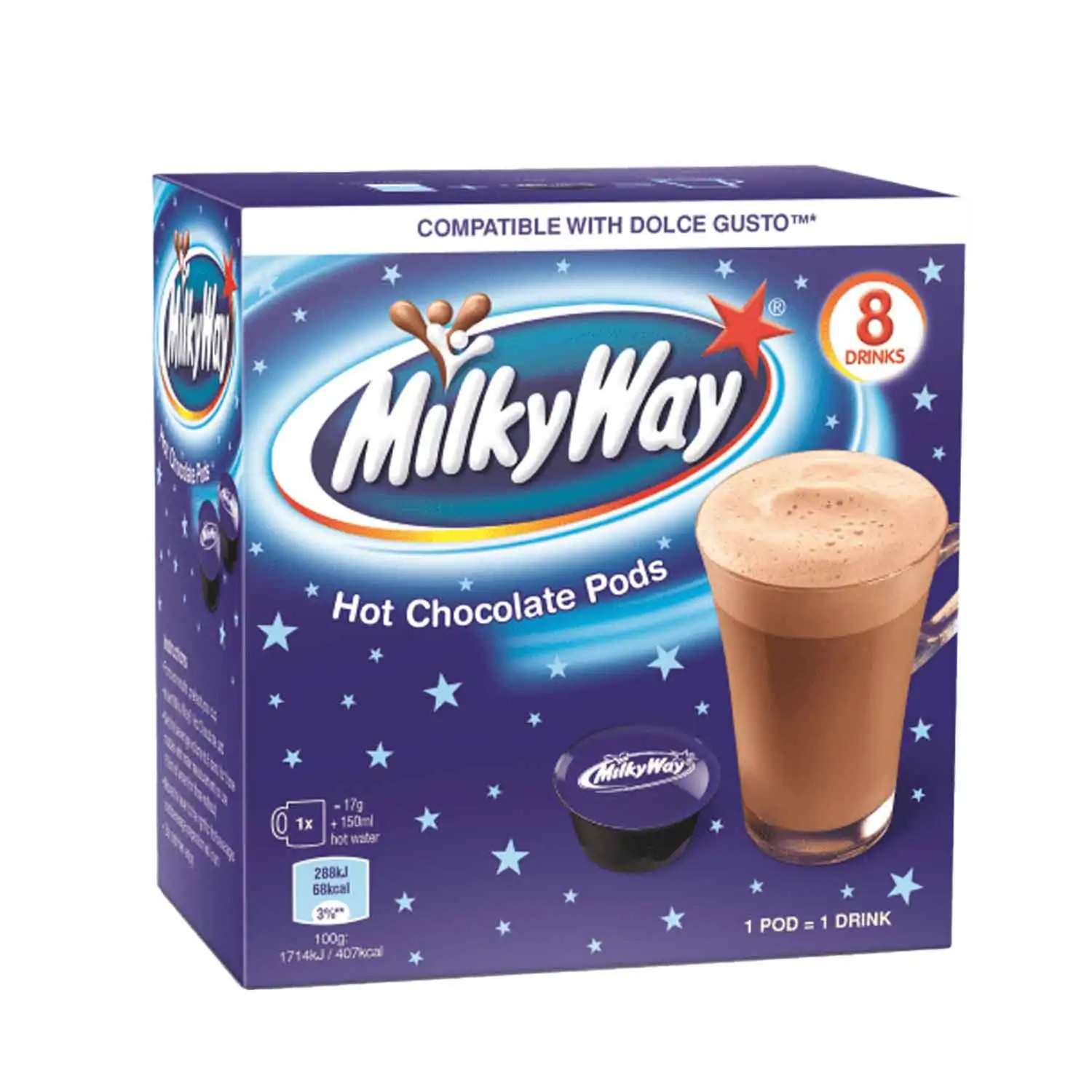 Milky Way hot chocolate pods 8x15g